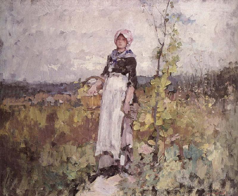 Nicolae Grigorescu French peasant Woman in the Vineyard